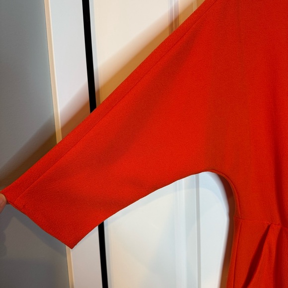 NWT - TOPSHOP Dress Batwing Hot Red Wrap Midi Casual Wear To Work Dress Sz US 6 - Picture 4 of 5